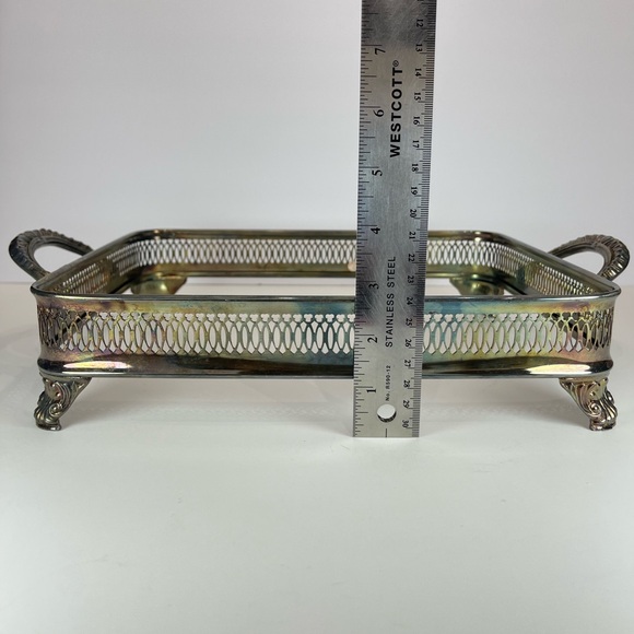 Vintage silver plated metal casserole dish holder chafing dish frame stand - Picture 10 of 16